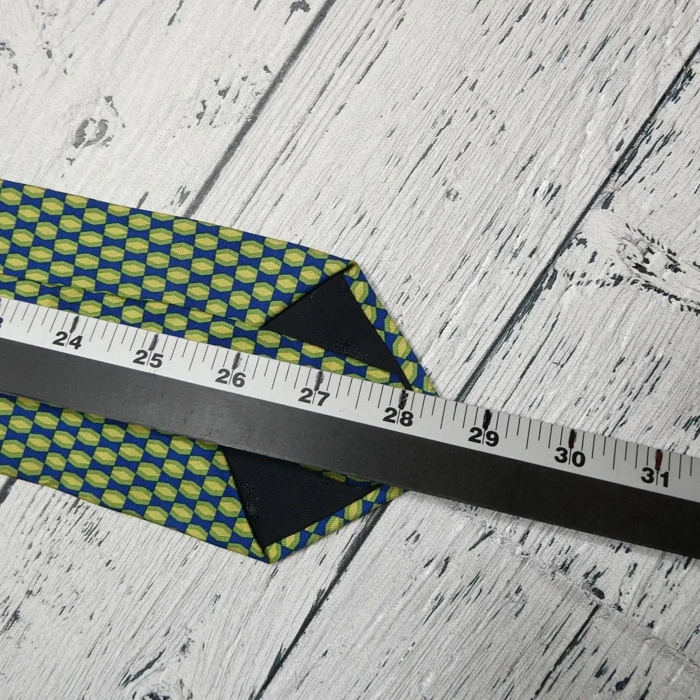 Brooks Brothers 346 Tie Mens One Size Blue Green Geometric Silk Made In USA